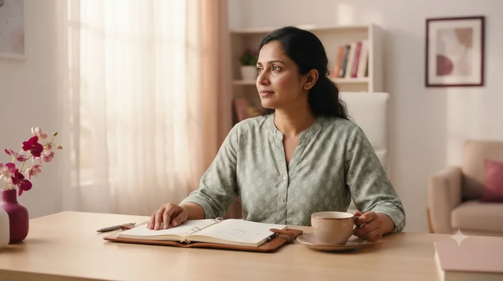 Woman in her late 30s planning at a desk
