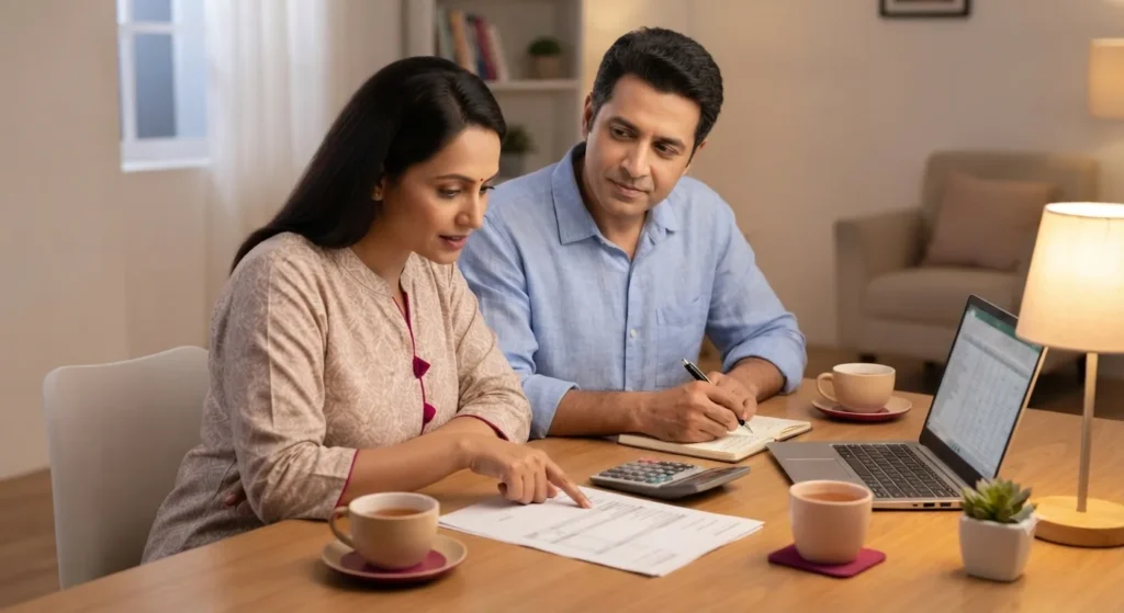 Couple at home reviewing an IVF treatment estimate together