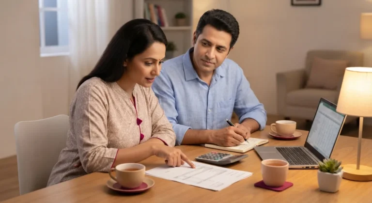 Couple at home reviewing an IVF treatment estimate together