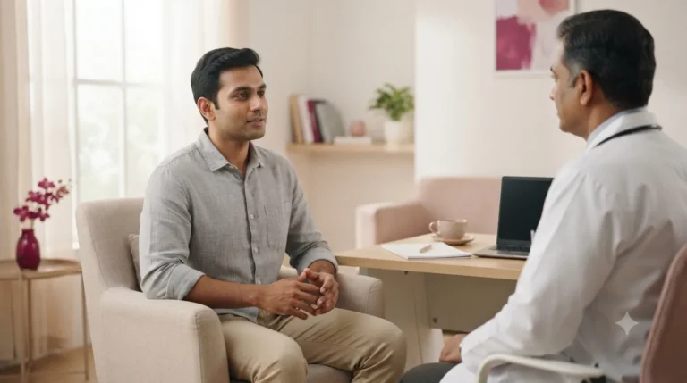 Man listening to a doctor in a consultation